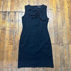 Banana Republic Sheath Dress Women's Size 2 Black Sleeveless‎ Bow Neck Zip Back